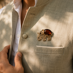 The Amber Maharaja Elephant Brooch
