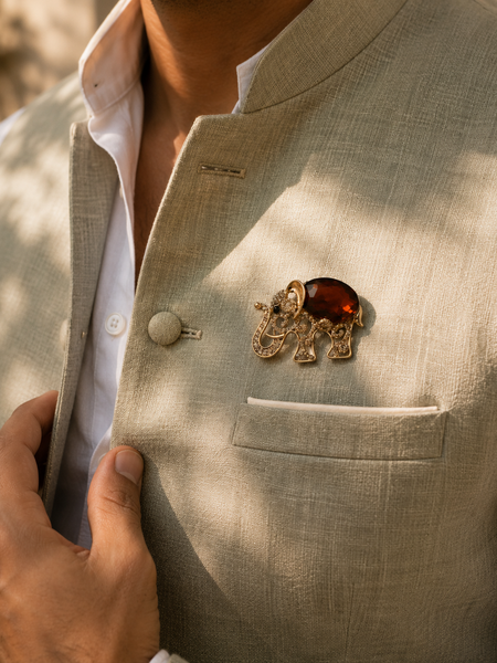 The Amber Maharaja Elephant Brooch