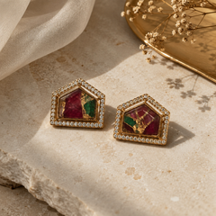 Mosaic Ruby Statement Studs