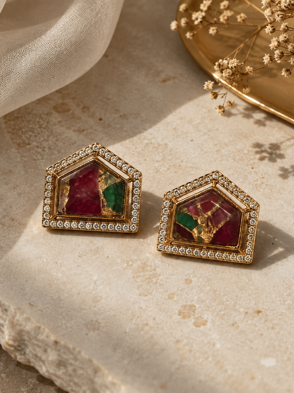 Mosaic Ruby Statement Studs