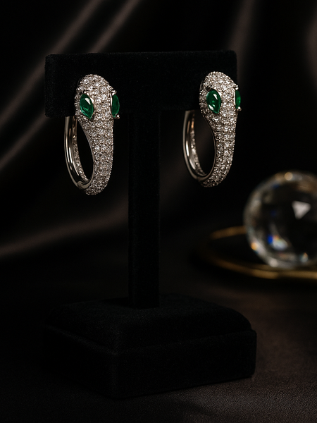 Serpentina Emerald Diamond Hoops