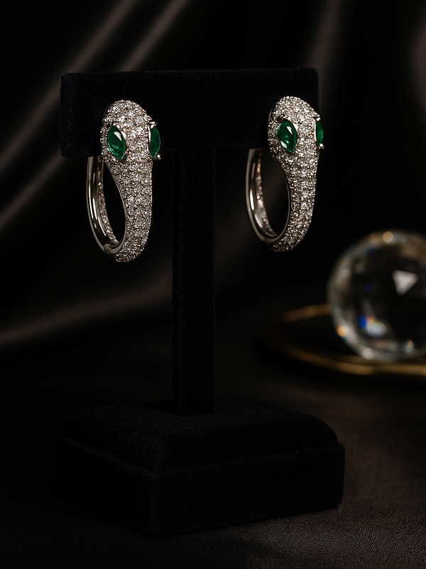 Serpentina Emerald Diamond Hoops