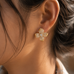 Camellia Charm Hoop Earrings