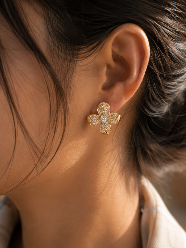 Camellia Charm Hoop Earrings