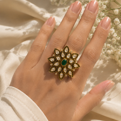 Zehra Emerald Polki Ring