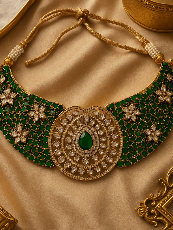 Regal Emerald Jadau Choker Set