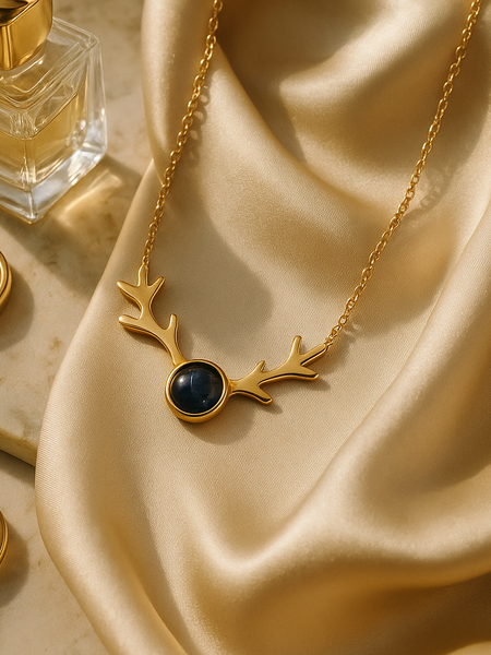 Midnight Antler Charm Necklace