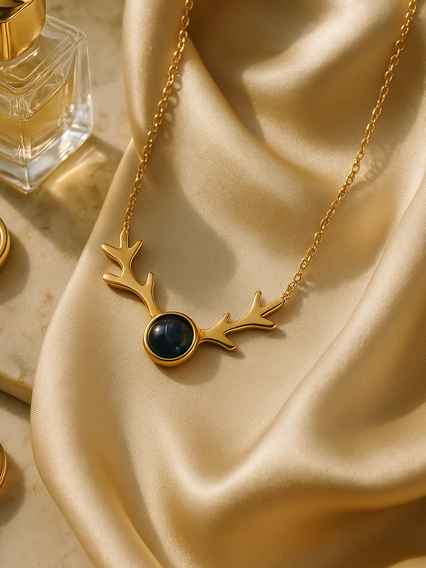 Midnight Antler Charm Necklace