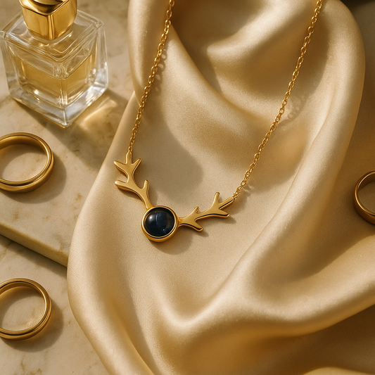 Midnight Antler Charm Necklace