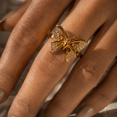 Golden Butterfly Adjustable Ring