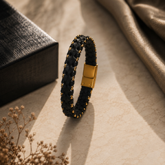 The Noir Chain Leather Bracelet