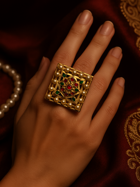 Rajni Kundan Pearl Ring