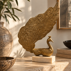 Mayura – Antique Gold Peacock Sculpture