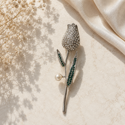 Emerald Bloom Tulip Brooch