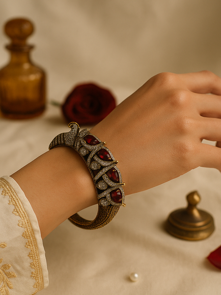 Majestic Peacock Ruby & Dimaond Heritage Bangle