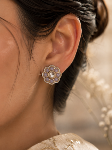 Noor Lavender Floral Studs