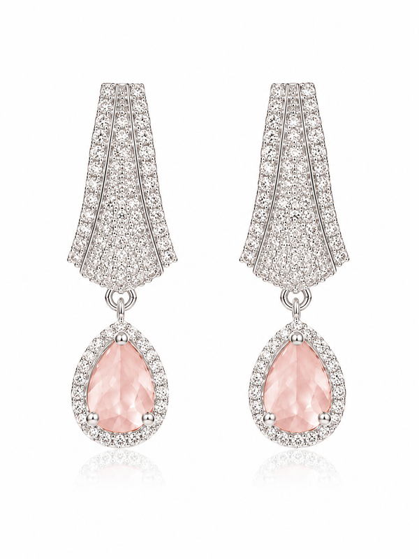 Elara Blush Crystal Drop Earrings