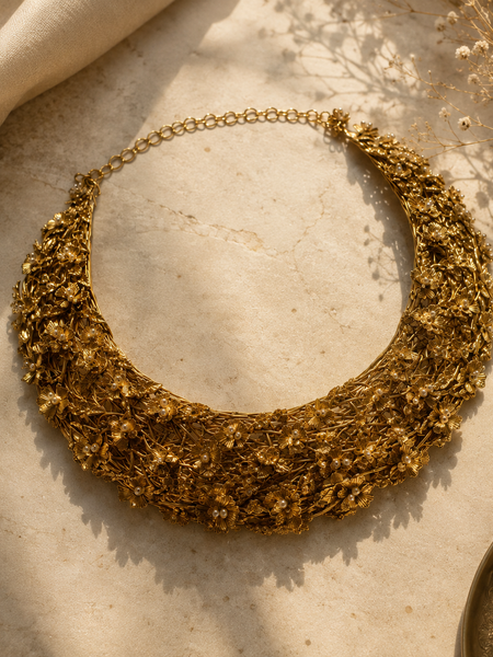 Nayab Handcrafted Floral Necklace & Earrings Set