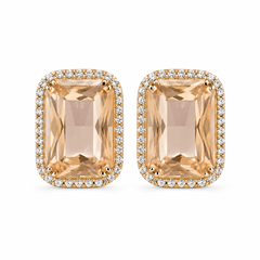 Champagne Radiance Emerald-Cut Stud Earrings