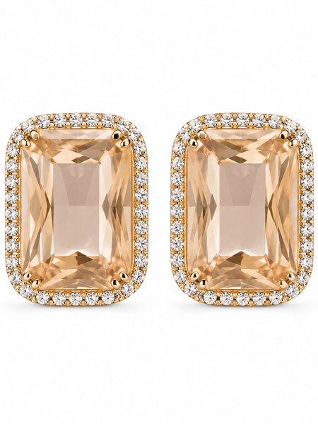 Champagne Radiance Emerald-Cut Stud Earrings