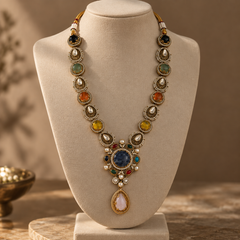 Nayab Navratna Necklace & Earrings Set