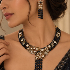 Neelanjali Sapphire Statement Necklace & Earrings Set