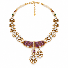 Afsana Amethyst Polki Necklace & Earrings Set
