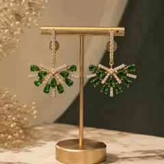 Ziya Emerald Fan Earrings