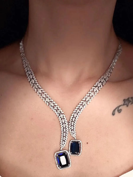 Midnight Sapphire Diamond Necklace Set