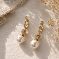 Luna Pearl Drop Hoops