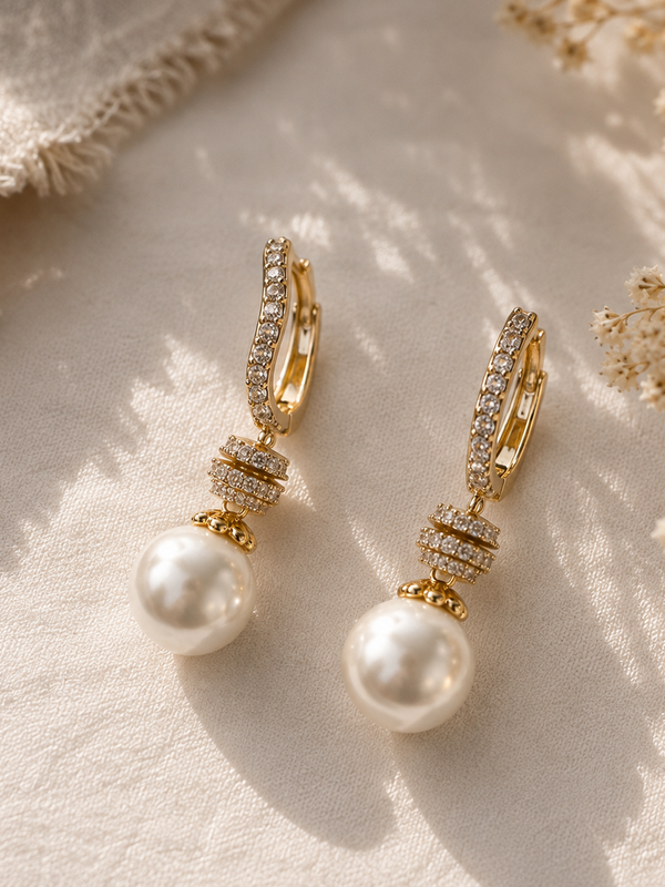 Luna Pearl Drop Hoops