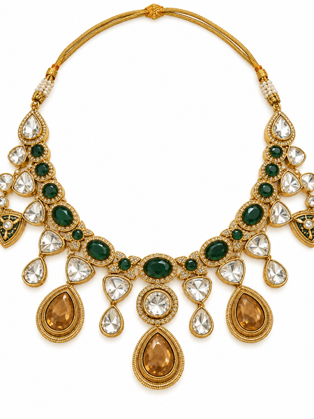 Zayaan Emerald Kundan Men’s Necklace