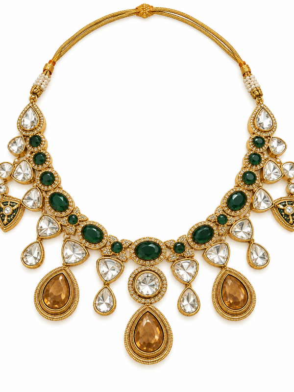 Zayaan Emerald Kundan Men’s Necklace