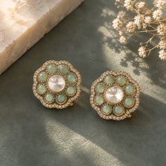 Meher Mint Kundan Studs