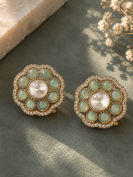 Meher Mint Kundan Studs