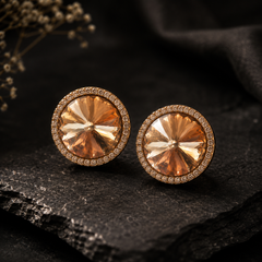 Champagne Halo Stud Earrings