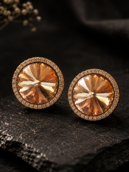 Champagne Halo Stud Earrings