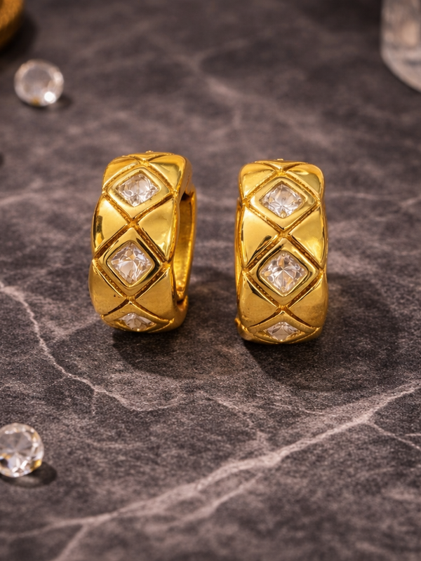 Elara Pavé Disc Stud Earrings