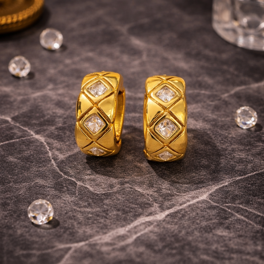 Elara Pavé Disc Stud Earrings