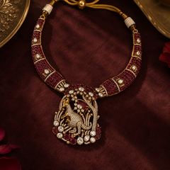 Mayurika Ruby Polki Necklace & Earrings Set