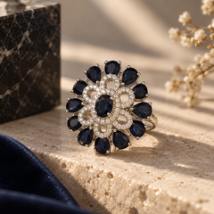 Neelam Sapphire Bloom Statement Ring