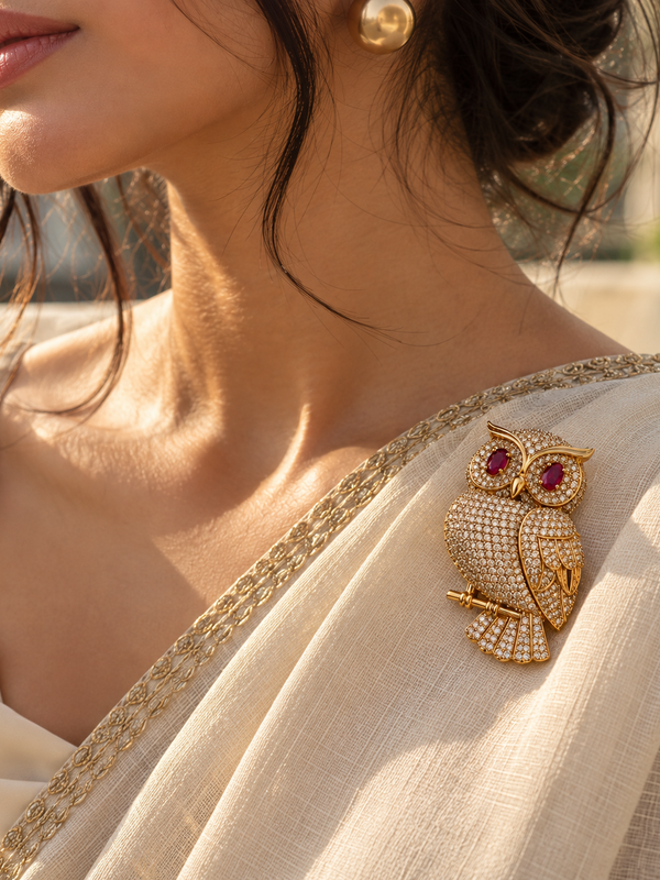 Rakta Drishti Owl Brooch