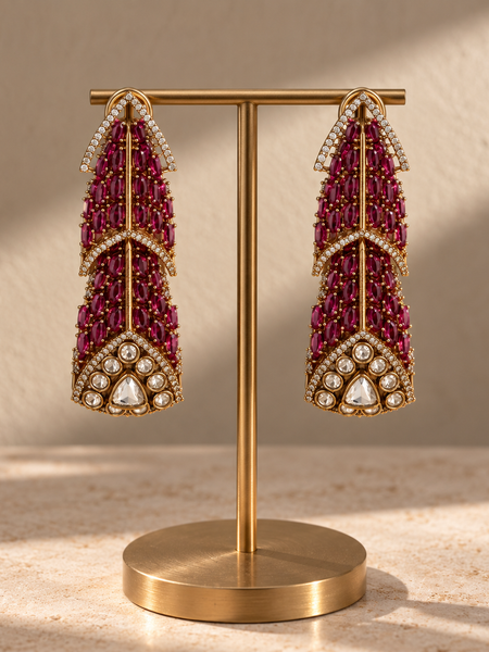 Mehrunisa Ruby Cascade Necklace & Earrings Set