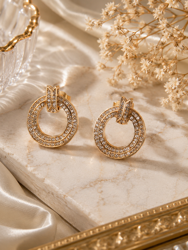 Pavé Circle Stud Earrings