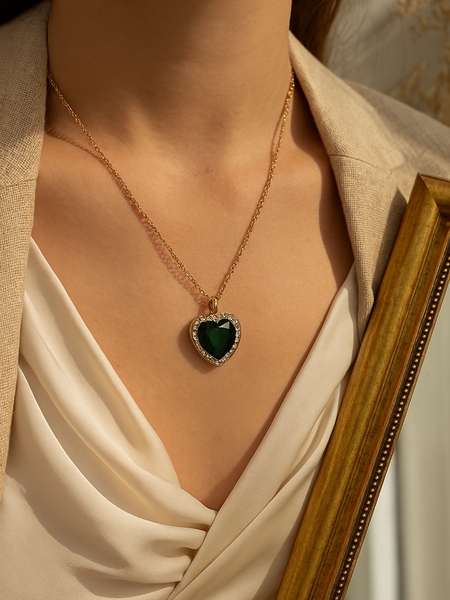 Emerald Heart Luxe Pendant Necklace