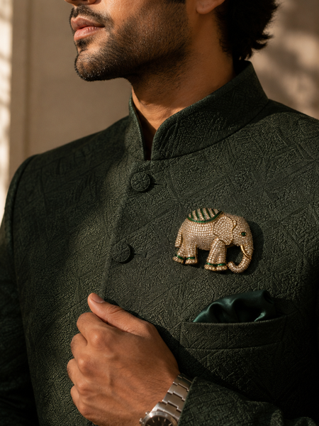 The Royal Emerald Elephant Brooch