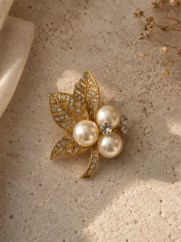 Pearl Garden Gold Brooch