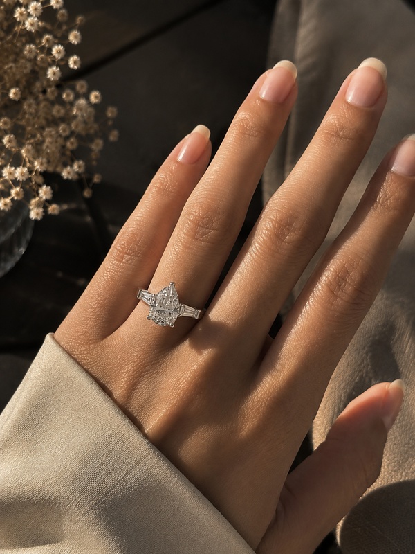 Aurora Pear Solitaire Ring
