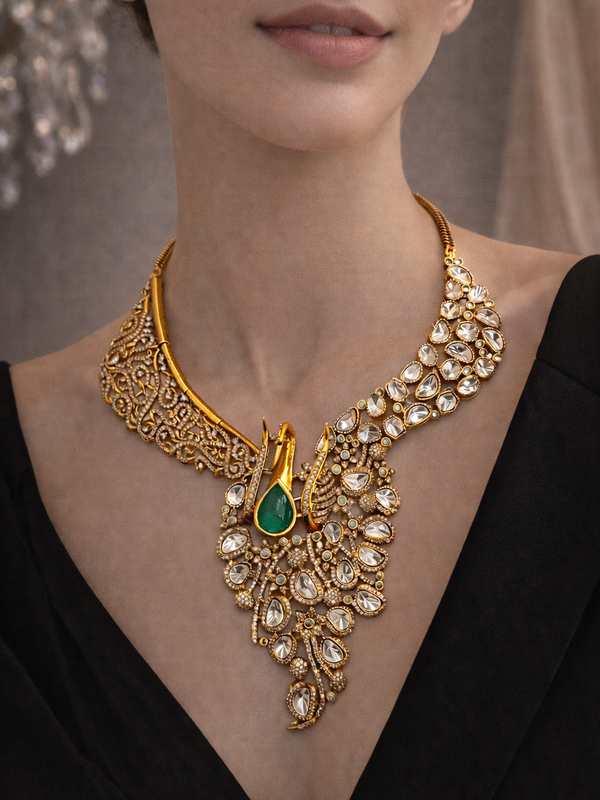 Emerald Peacock Heritage Necklace Set