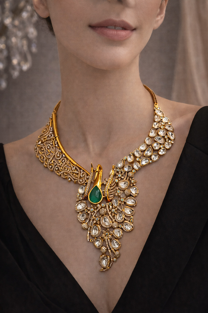 Emerald Peacock Heritage Necklace Set